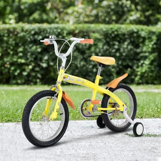 16" Outdoor Sports Kids Bicycle with Training Wheels Bell-Yellow