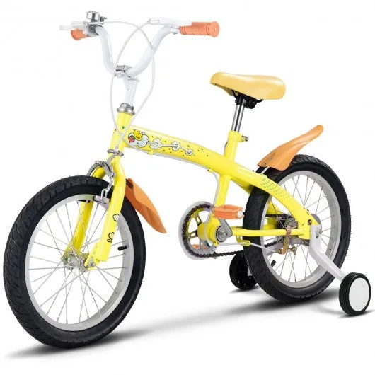 16" Outdoor Sports Kids Bicycle with Training Wheels Bell-Yellow