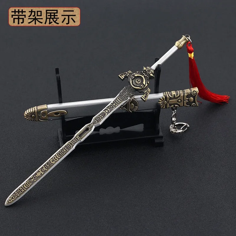 22cm Ancient Classic Sword Full Metal Cold Weapon Model 1/6 Replica Miniatures Home Ornament Craft Decoration Doll Toy Equipment