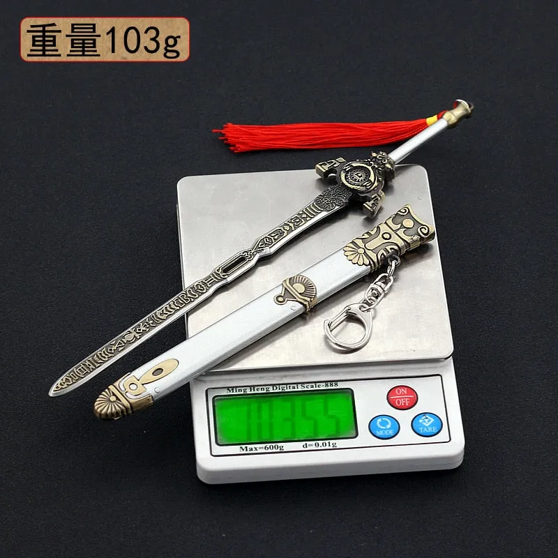 22cm Ancient Classic Sword Full Metal Cold Weapon Model 1/6 Replica Miniatures Home Ornament Craft Decoration Doll Toy Equipment