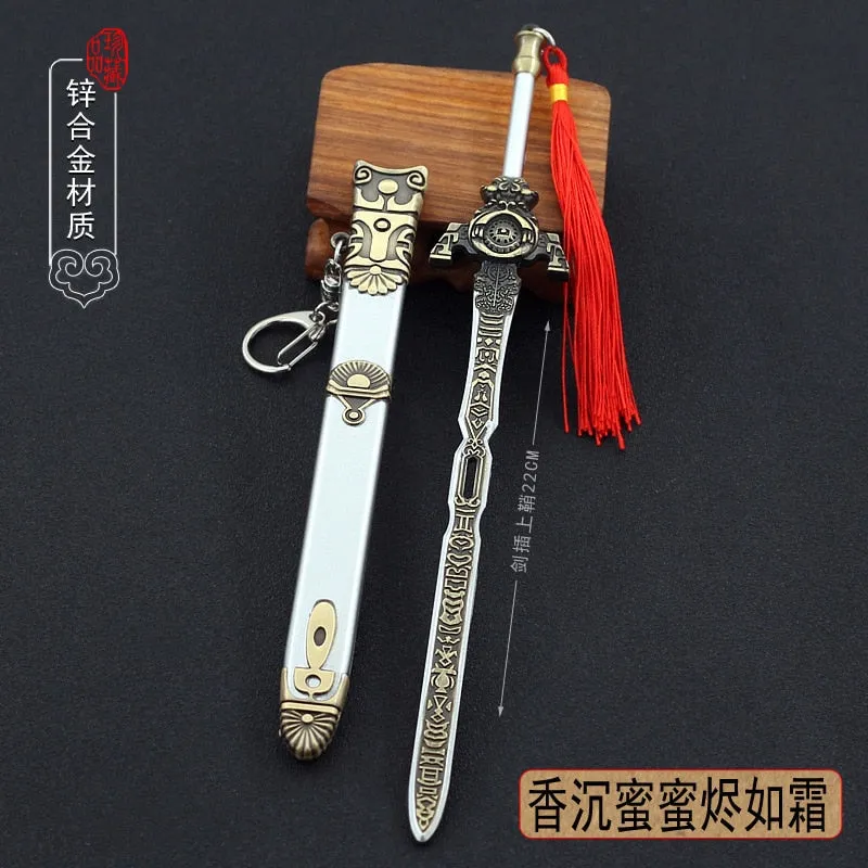 22cm Ancient Classic Sword Full Metal Cold Weapon Model 1/6 Replica Miniatures Home Ornament Craft Decoration Doll Toy Equipment