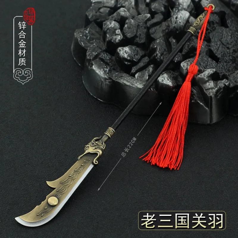 22cm Metal Guan Dao Bronze Polearm Replica Miniatures Dynasty Warriors Game Peripherals Chinese Style Ancient Cold Weapons Model