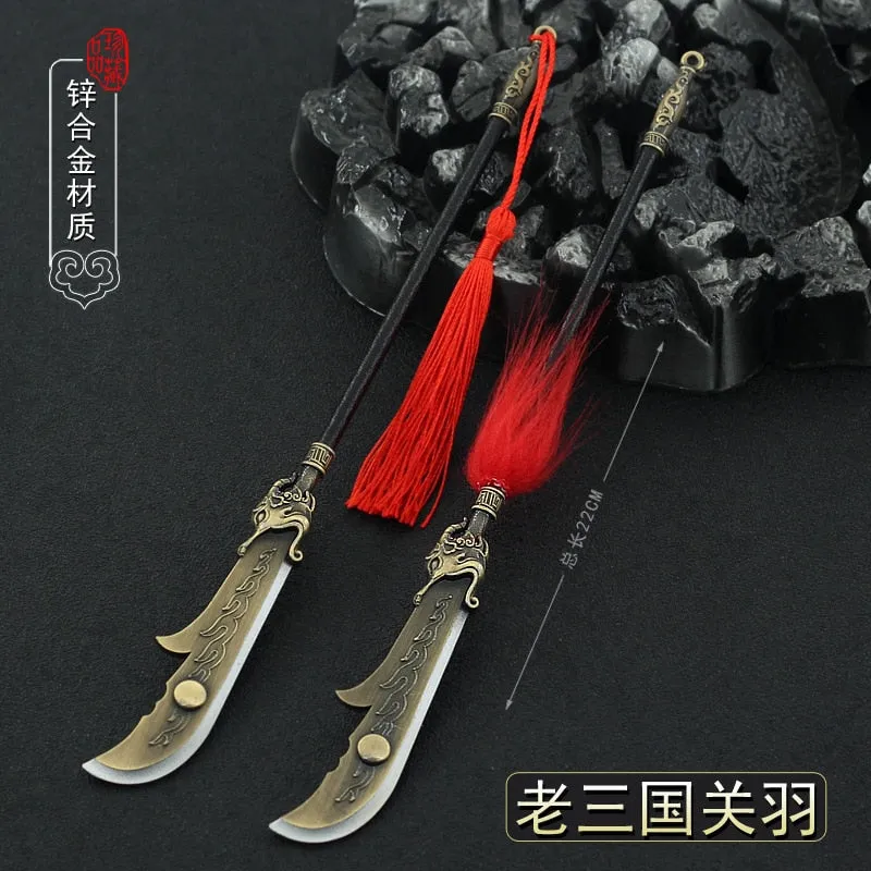 22cm Metal Guan Dao Bronze Polearm Replica Miniatures Dynasty Warriors Game Peripherals Chinese Style Ancient Cold Weapons Model