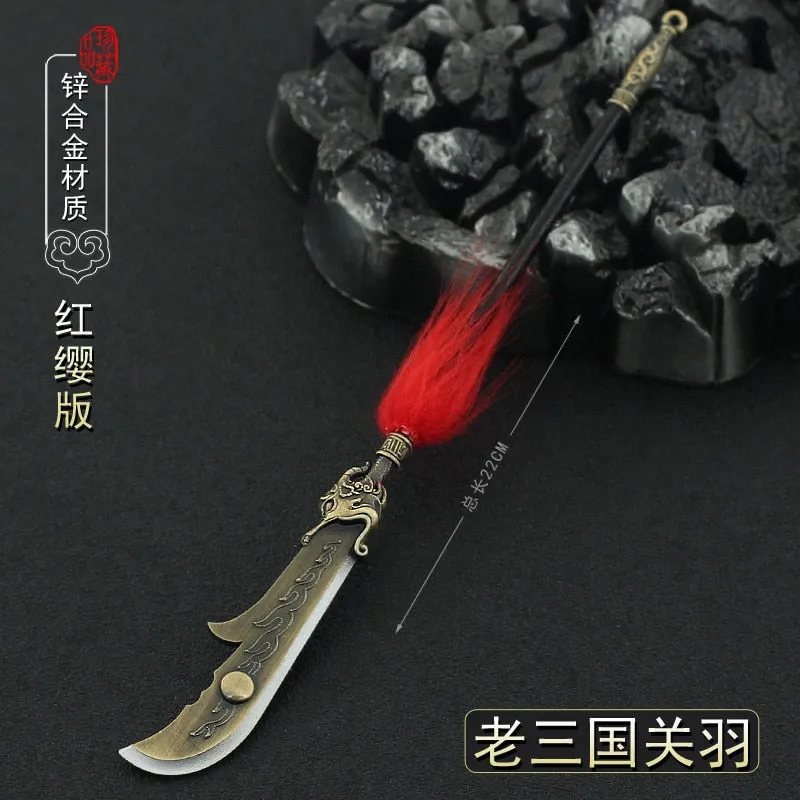 22cm Metal Guan Dao Bronze Polearm Replica Miniatures Dynasty Warriors Game Peripherals Chinese Style Ancient Cold Weapons Model