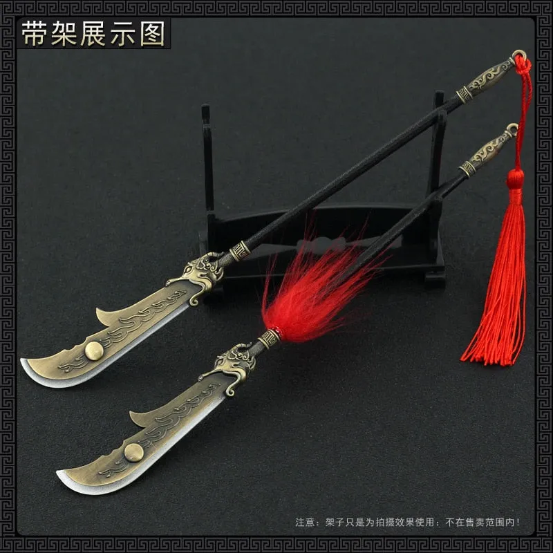 22cm Metal Guan Dao Bronze Polearm Replica Miniatures Dynasty Warriors Game Peripherals Chinese Style Ancient Cold Weapons Model