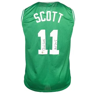 Charlie Scott Signed HOF 18 Inscription Boston Green Basketball Jersey (Beckett)