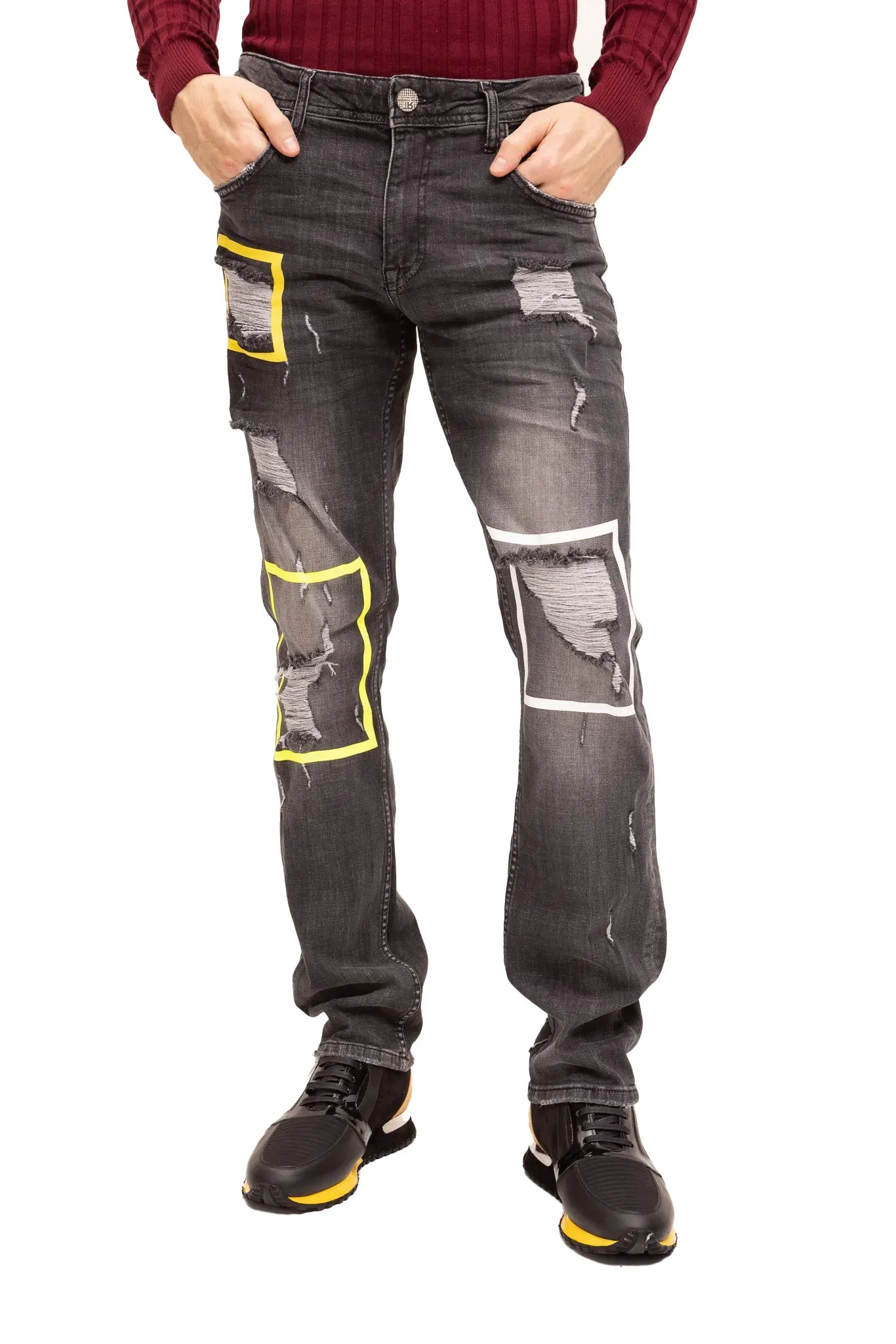 Distressed Paint Box Denim - Black Grey