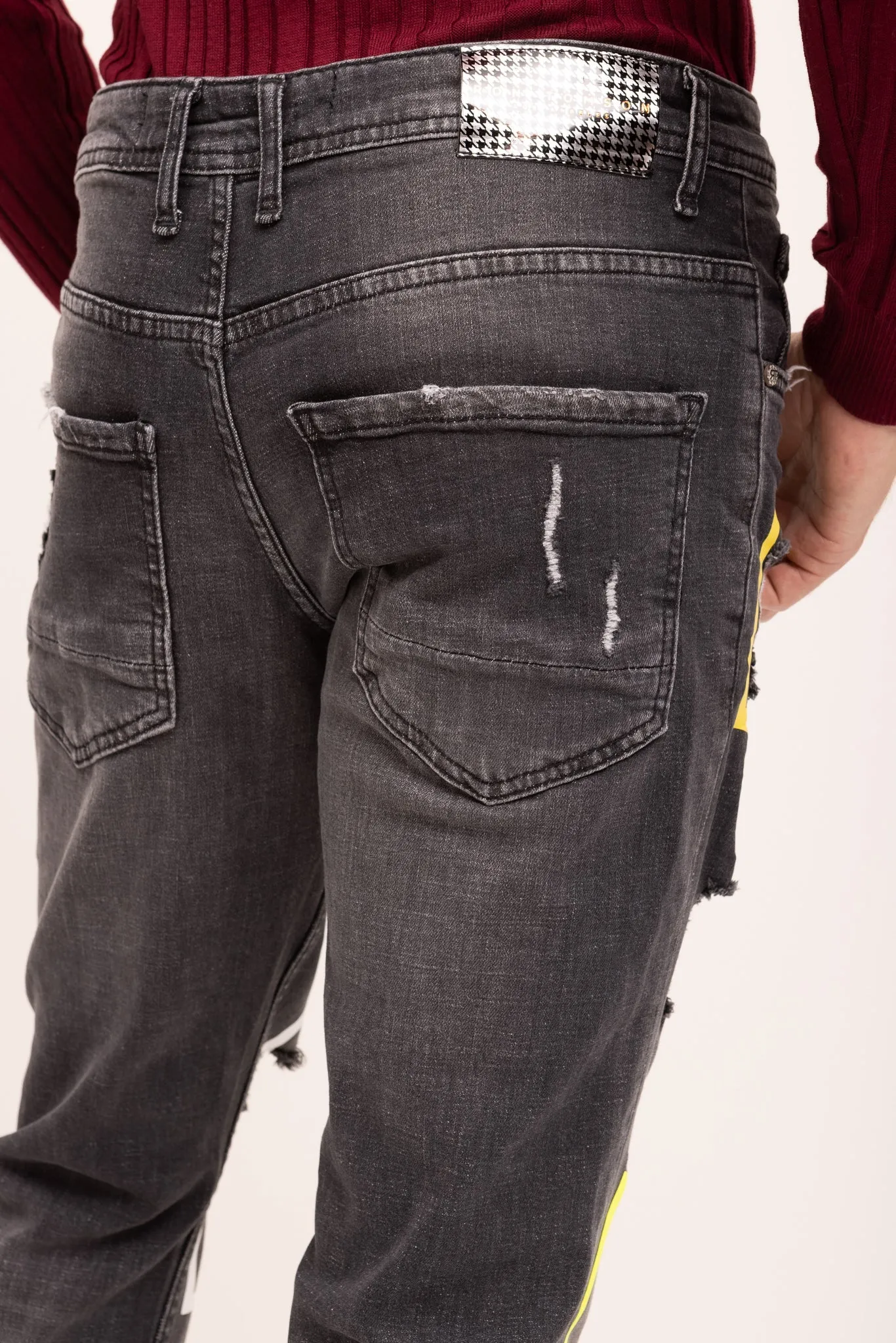 Distressed Paint Box Denim - Black Grey