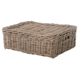 Kobo Rattan Rectangular Lidded Storage and Underbed Basket, Organizer Box, 3 Sizes