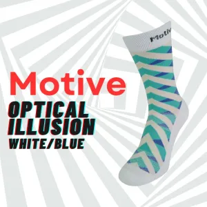 Motive Sock Sport Performance Illusion Crew - White/Blue