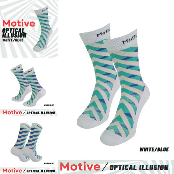 Motive Sock Sport Performance Illusion Crew - White/Blue