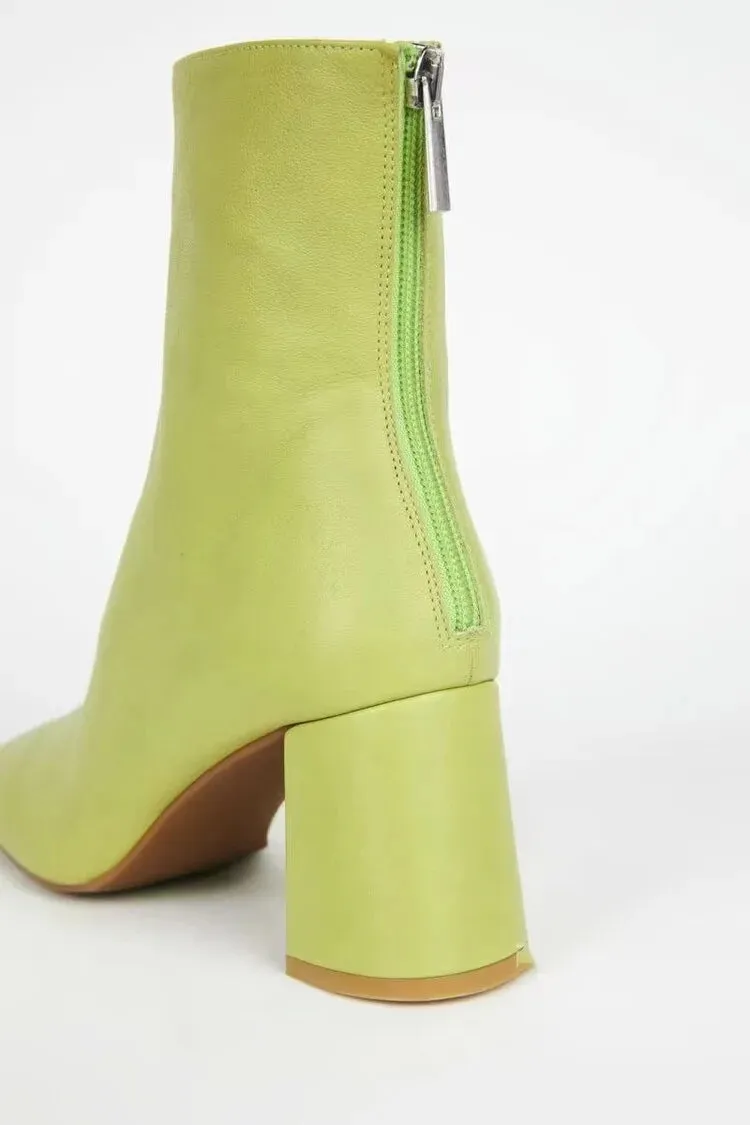 Square Toe High Heel Ankle Boots