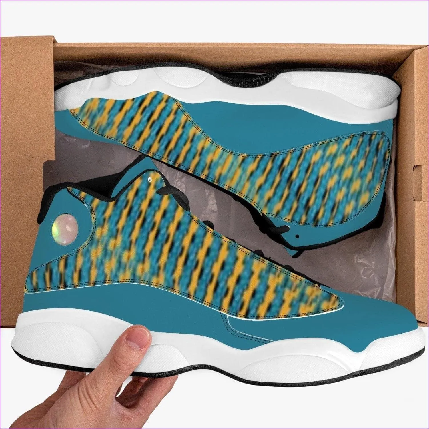 Weaved High-Top Leather Basketball Sneakers