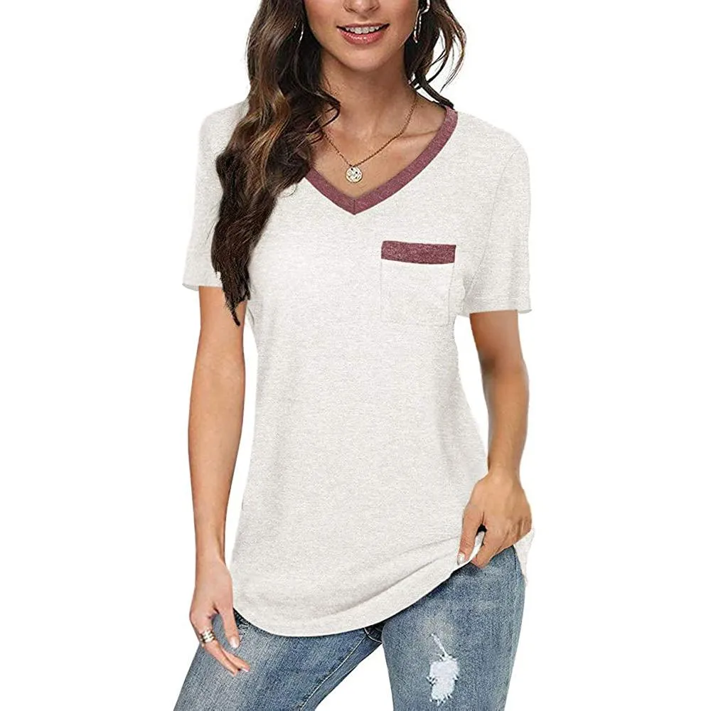 Womens V Neck Short Sleeve Tops